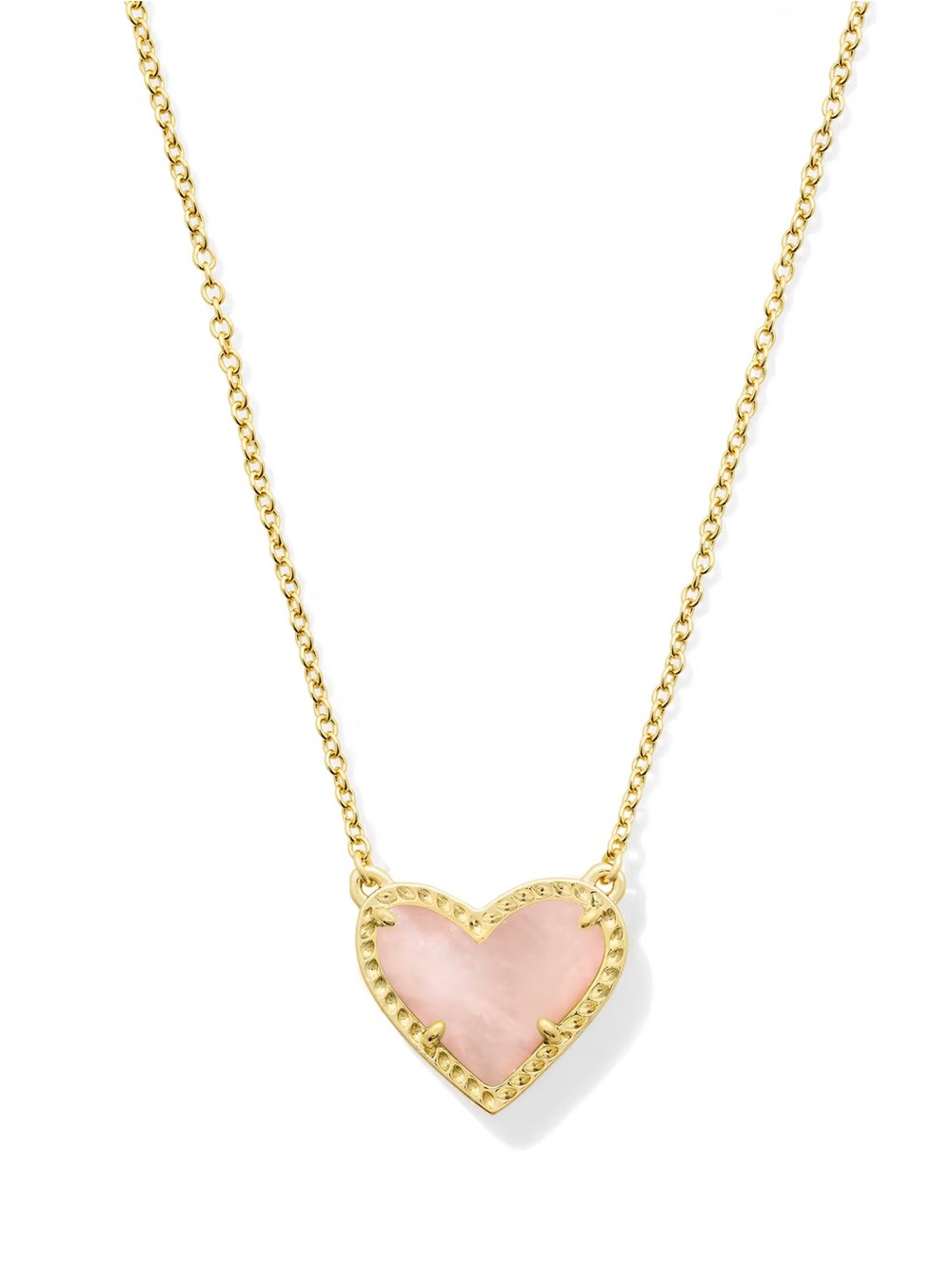 Ari Heart Gold Pendant Necklace in Rose Quartz